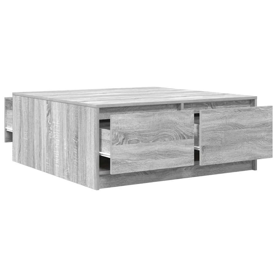 Table basse avec tiroirs sonoma gris 100x100x40 cm - 5