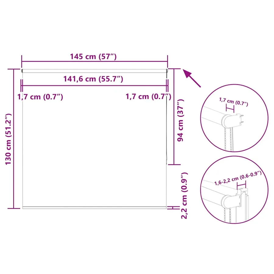 Store enrouleur occultant largeur du tissu 141,6 cm polyester - 18