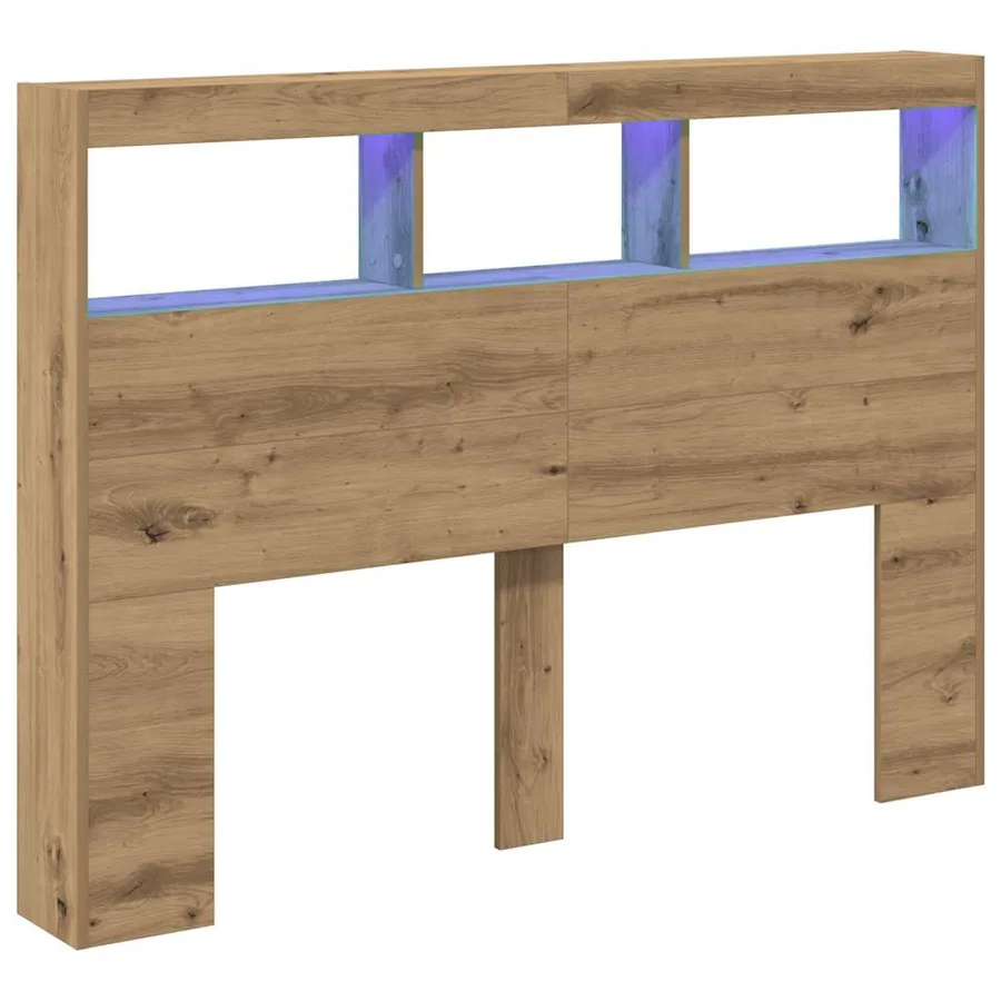 Armoire tête de lit avec LED chêne artisanal 140x17x102 cm - 3