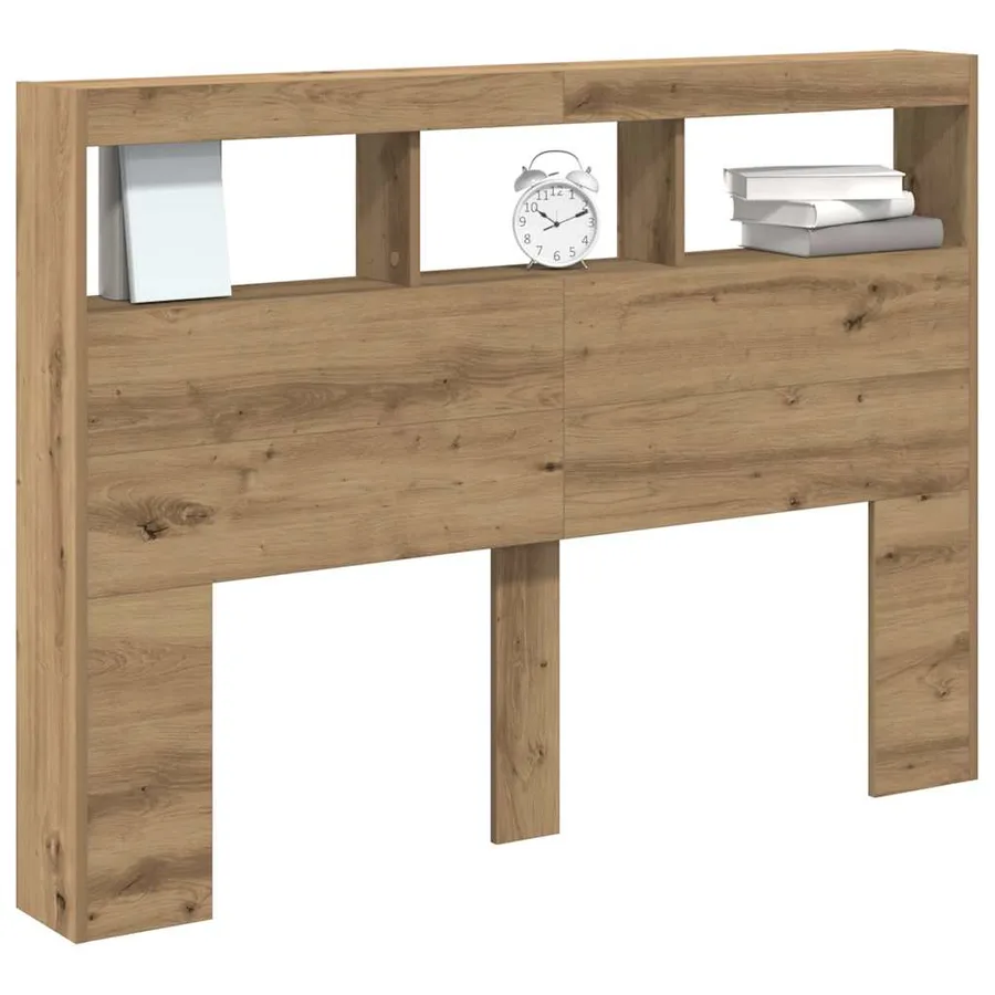 Armoire tête de lit avec LED chêne artisanal 140x17x102 cm - 5