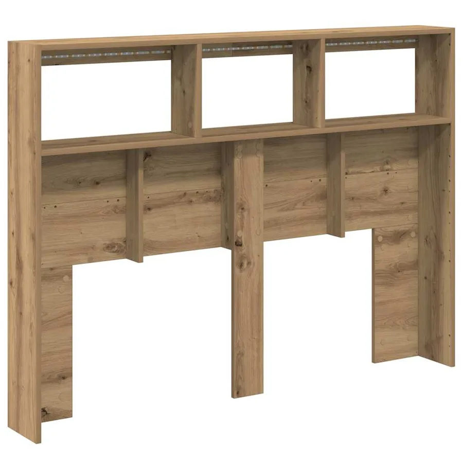 Armoire tête de lit avec LED chêne artisanal 140x17x102 cm - 9