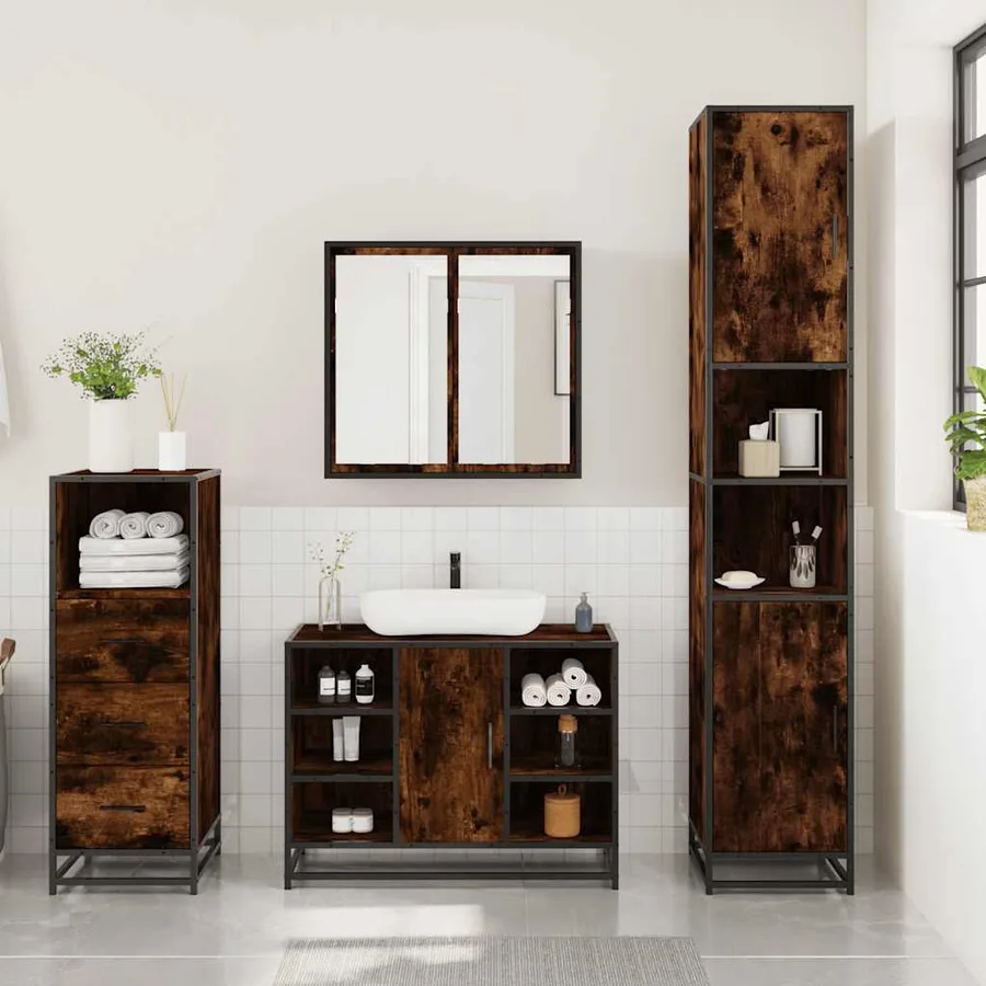 Ensemble de meubles de salle de bain 3 pcs Chêne fumé - 3