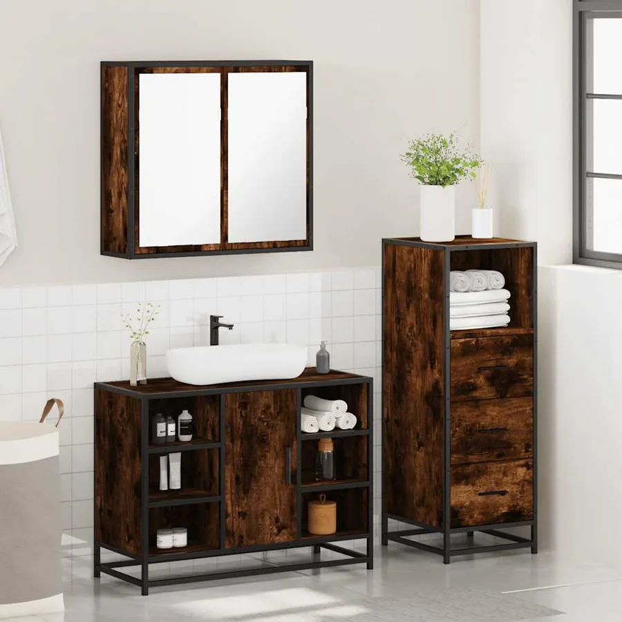 Ensemble de meubles de salle de bain 3 pcs Chêne fumé - 4