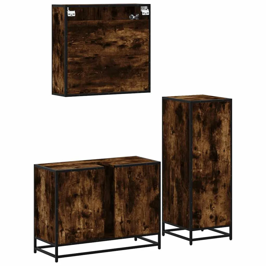 Ensemble de meubles de salle de bain 3 pcs Chêne fumé - 7