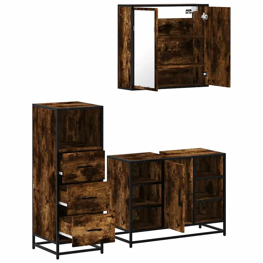 Ensemble de meubles de salle de bain 3 pcs Chêne fumé - 8