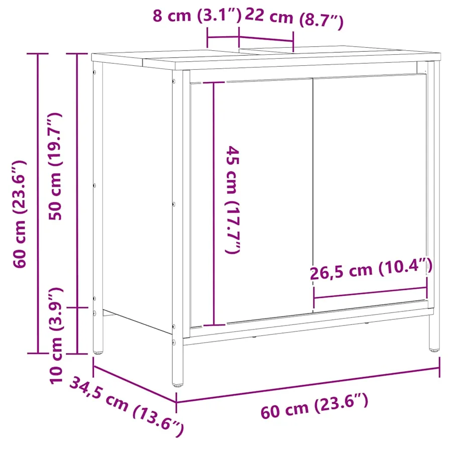 Meuble de salle de bain avec lavabo 60x34,5x60 cm - 16