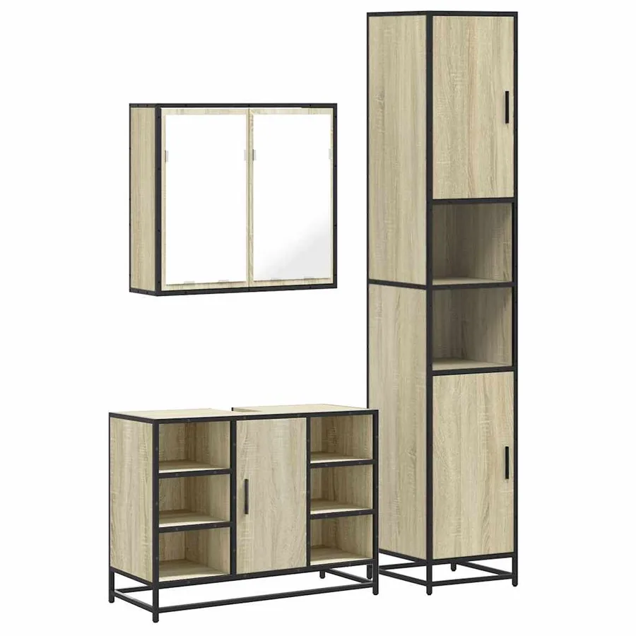 Ensemble de meubles de salle de bain 3 pcs chêne sonoma - 2