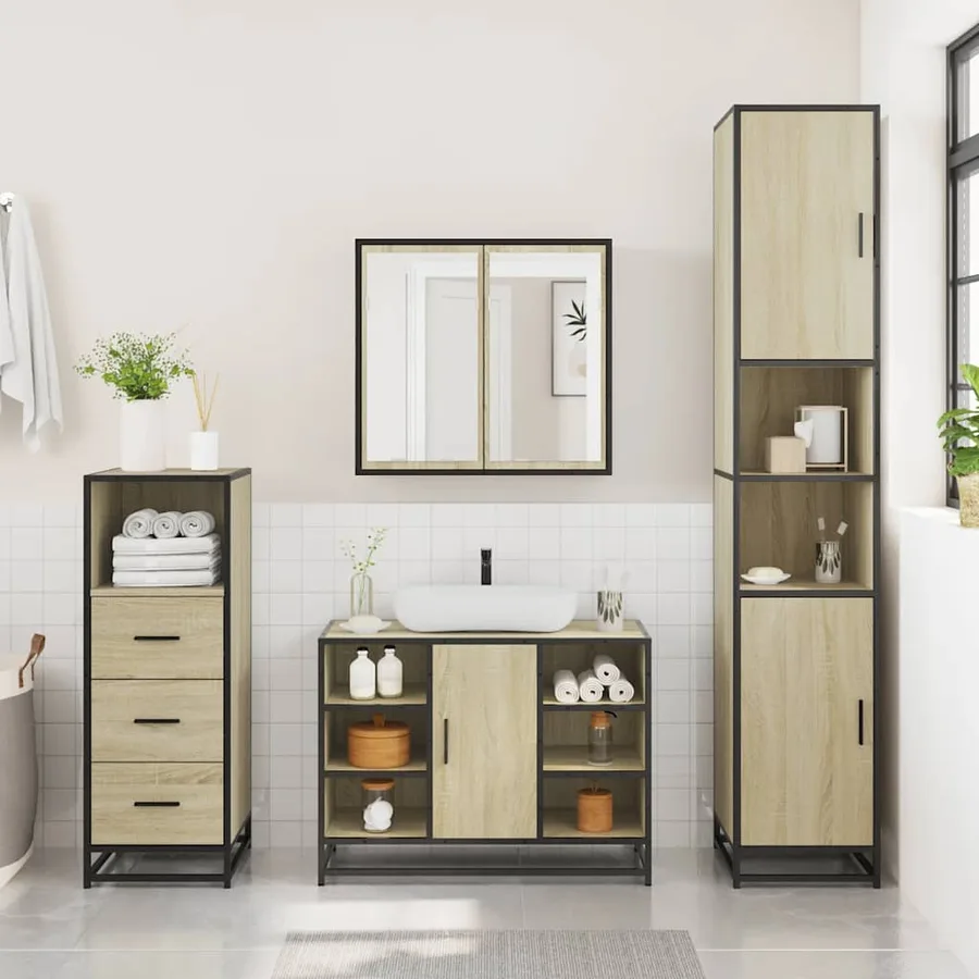 Ensemble de meubles de salle de bain 3 pcs chêne sonoma - 3