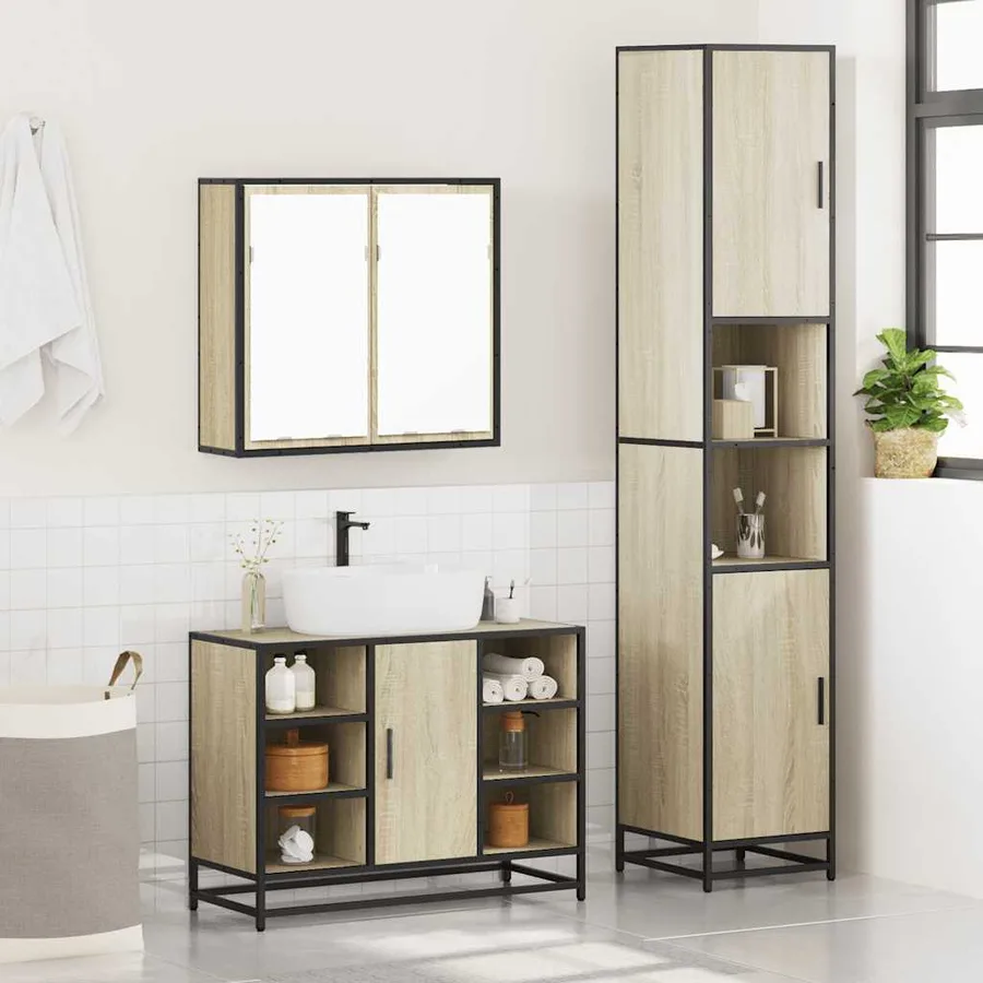 Ensemble de meubles de salle de bain 3 pcs chêne sonoma - 4