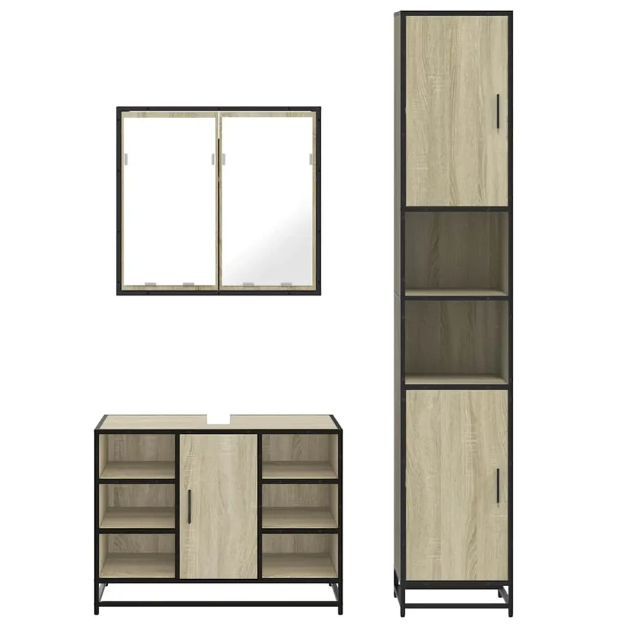 Ensemble de meubles de salle de bain 3 pcs chêne sonoma - 5