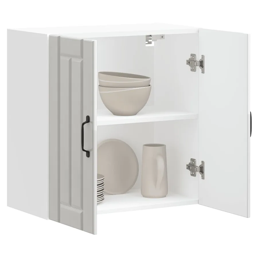 Armoire murale de cuisine Lucca blanc brillant bois ingénierie