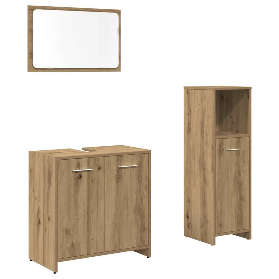Ensemble de meubles salle de bain 3 pcs bois d'ingénierie - 2