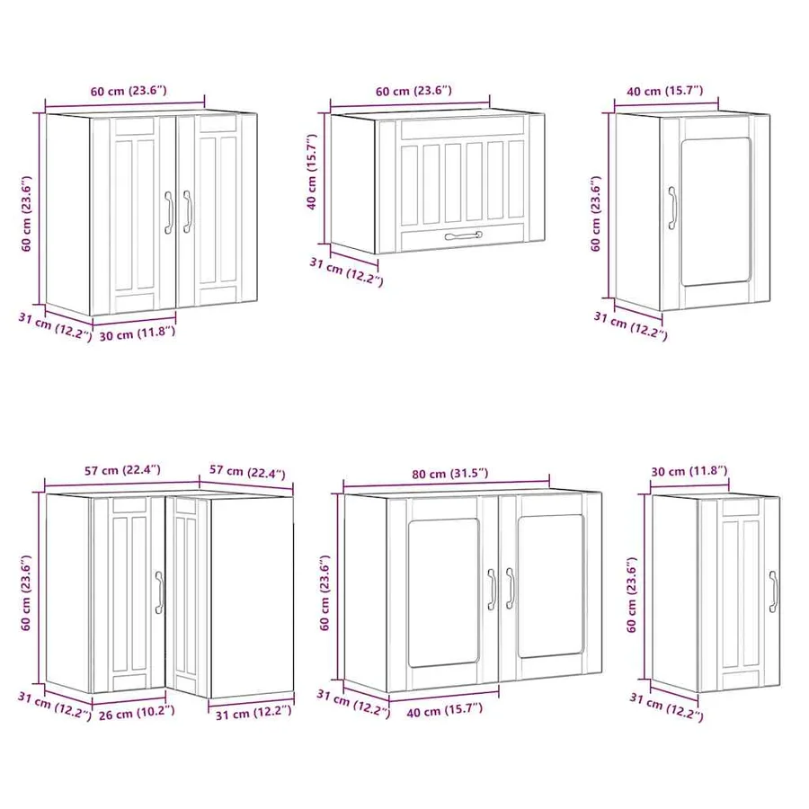 Ensemble d'armoires de cuisine 11 pcs Lucca bois d'ingénierie - 11