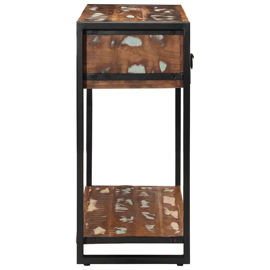 Table console multicolore 100x35x75 cm bois massif récupération - 4