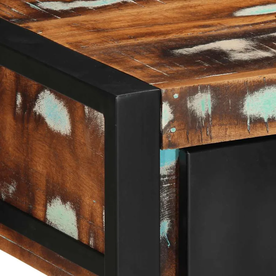 Table console multicolore 100x35x75 cm bois massif récupération - 6