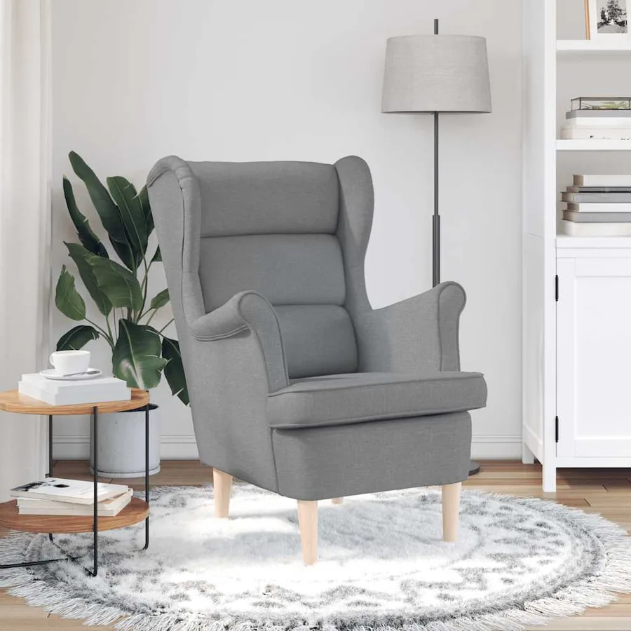 Fauteuil gris clair 74x84x100 cm tissu - 3