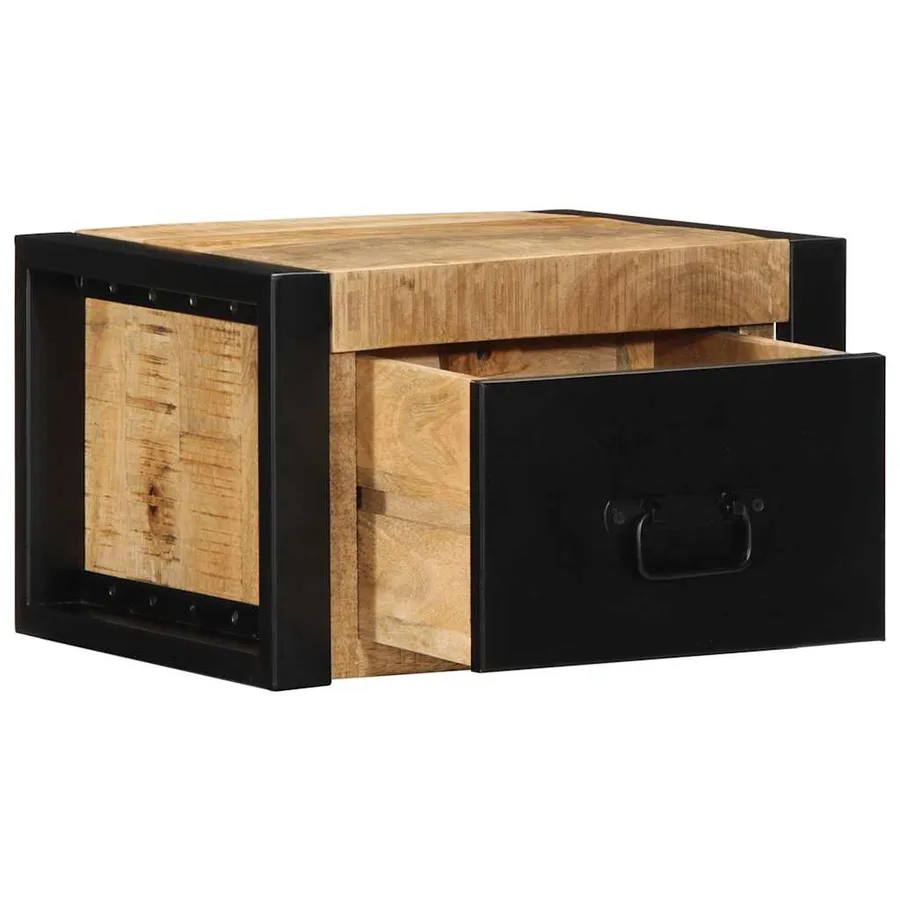 Tables de chevet 2 pcs 40x35x25 cm bois de manguier massif brut - 4
