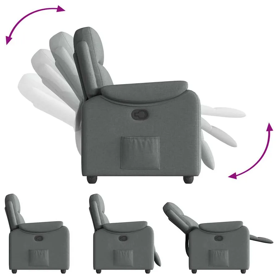 Fauteuil inclinable Gris foncé Tissu - 6