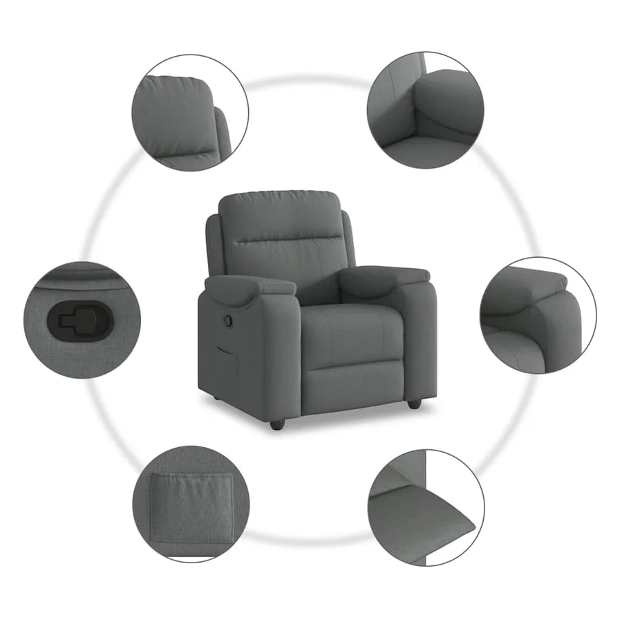 Fauteuil inclinable Gris foncé Tissu - 7