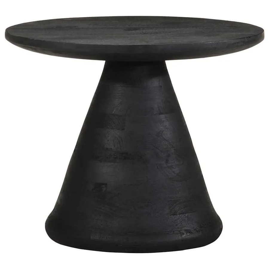 Table d'appoint noir Ø50x40 cm bois de manguier massif - 2