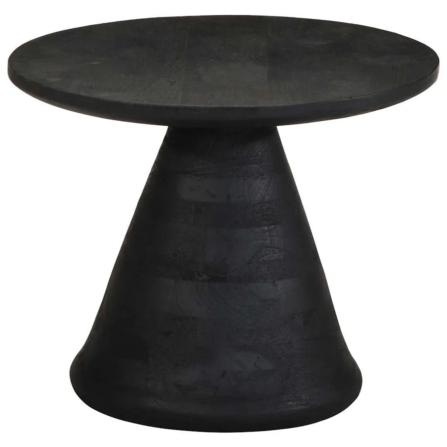 Table d'appoint noir Ø50x40 cm bois de manguier massif - 3