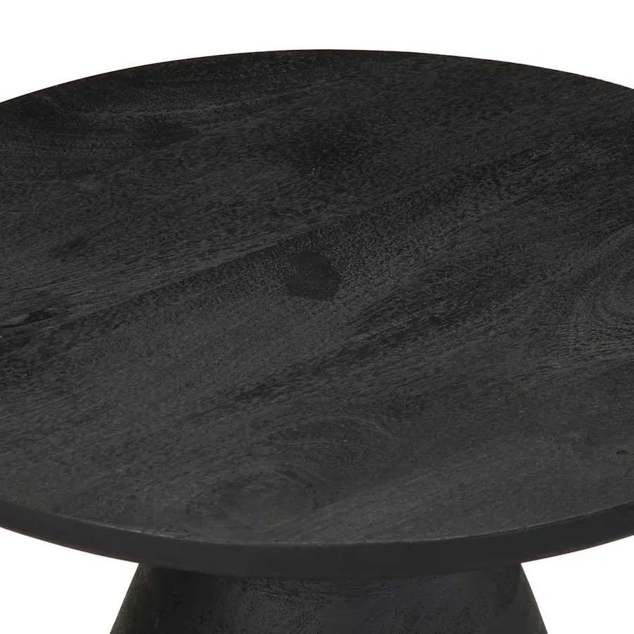Table d'appoint noir Ø50x40 cm bois de manguier massif - 5
