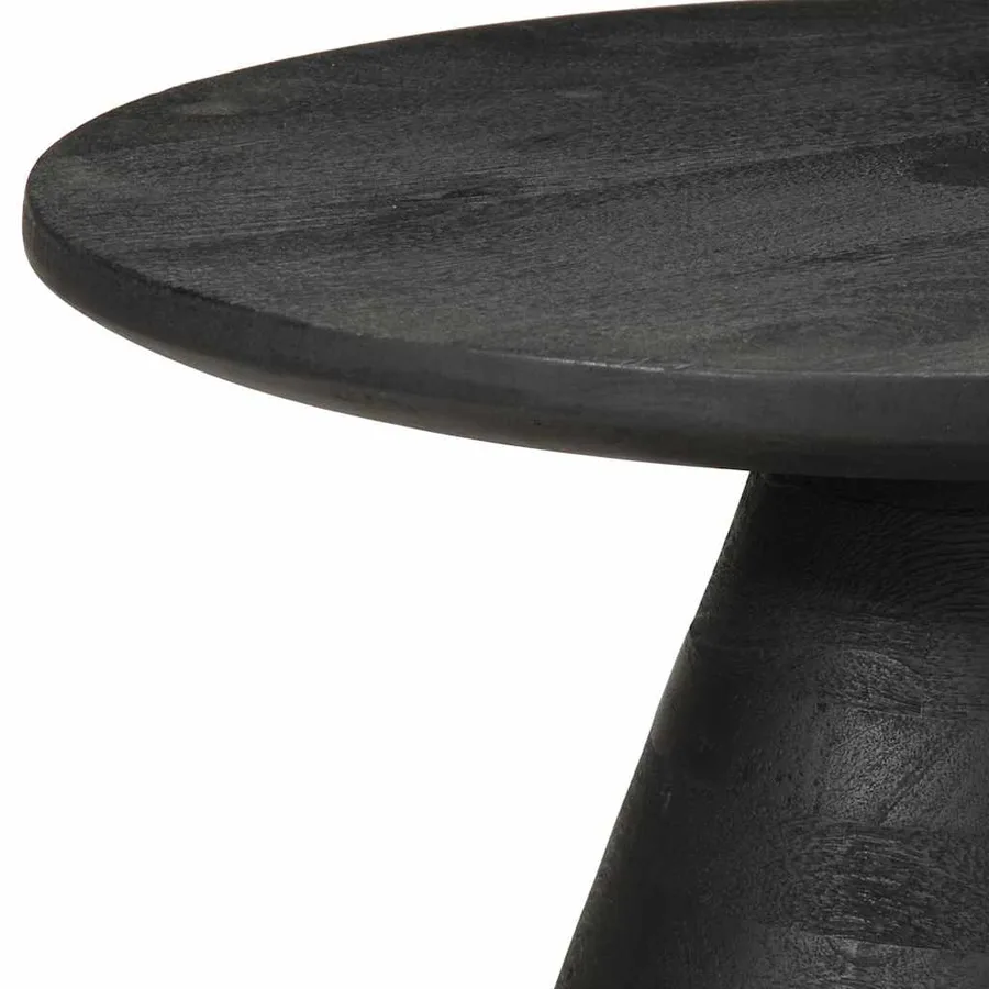 Table d'appoint noir Ø50x40 cm bois de manguier massif - 7