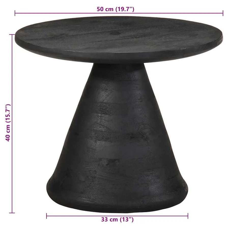 Table d'appoint noir Ø50x40 cm bois de manguier massif - 9