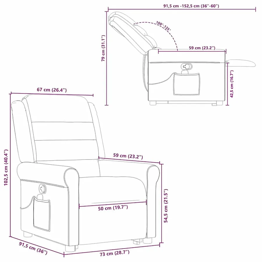 Fauteuil inclinable de massage Taupe Tissu - 17