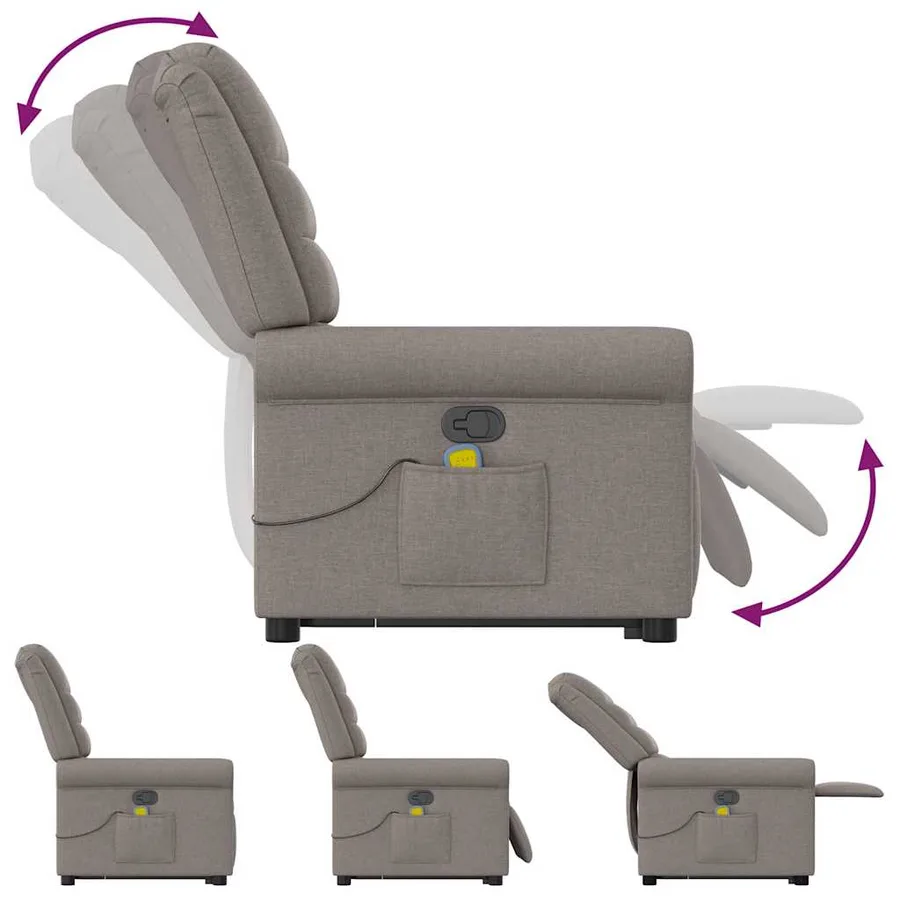 Fauteuil inclinable de massage Taupe Tissu - 9