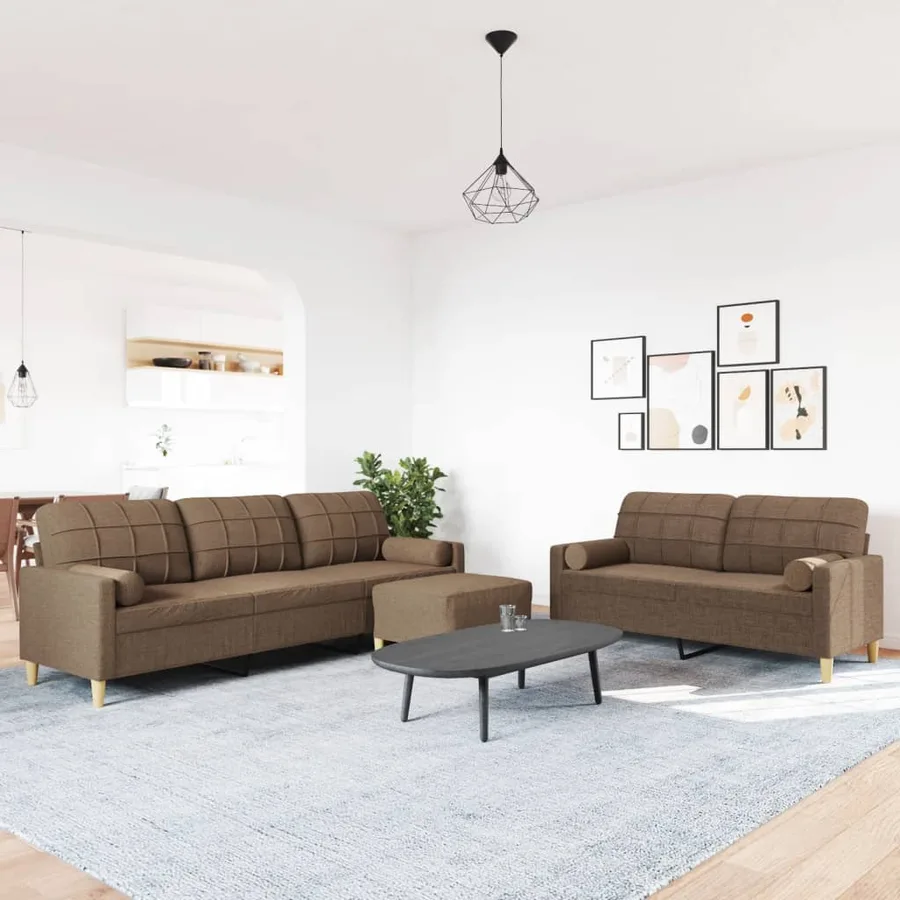 Ensemble de canapés 3 pcs repose-pied et coussins décoratifs - 3