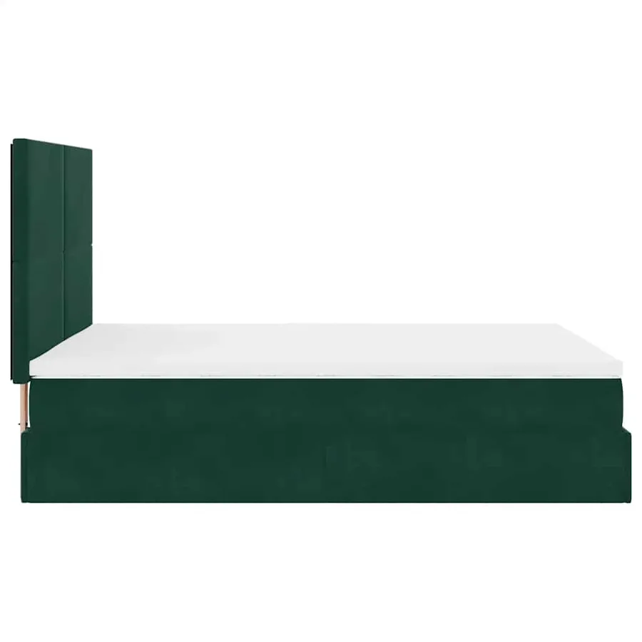 Cadre de lit ottoman avec matelas vert foncé 140x190 cm velours - 8