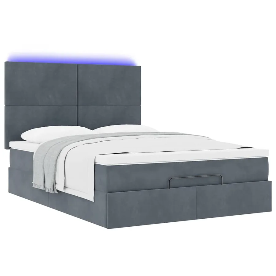 Cadre de lit ottoman avec matelas gris foncé 140x190 cm velours - 6