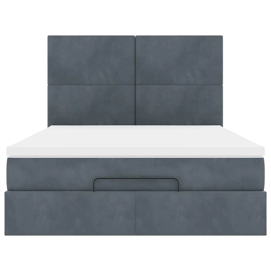 Cadre de lit ottoman avec matelas gris foncé 140x190 cm velours - 8