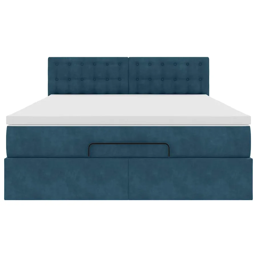 Cadre de lit ottoman avec matelas bleu foncé 140x190 cm velours - 8