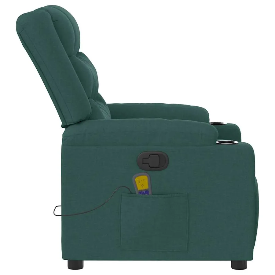 Fauteuil de massage inclinable Vert foncé Tissu - 4