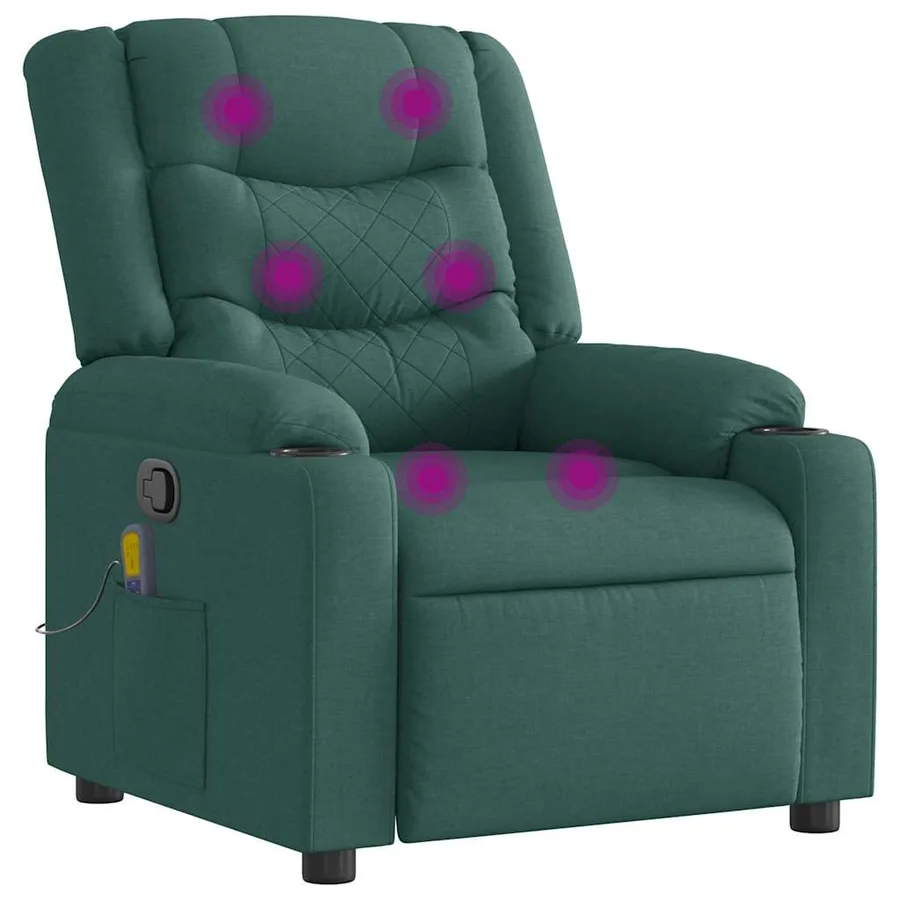 Fauteuil de massage inclinable Vert foncé Tissu - 7