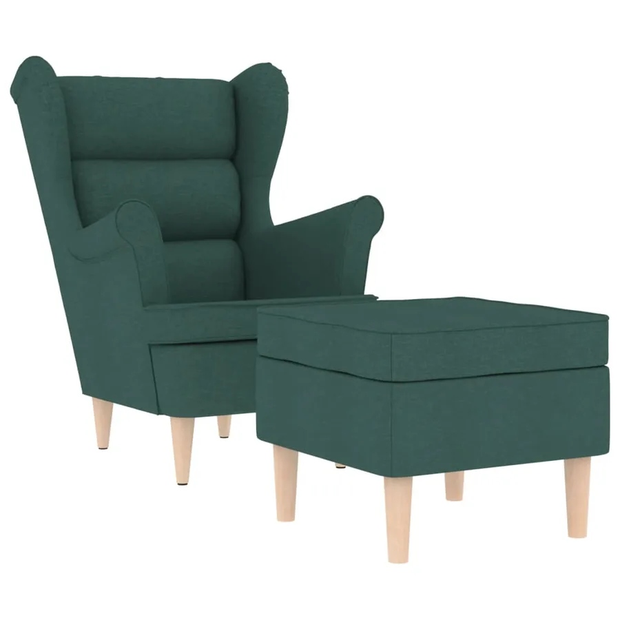 Fauteuil avec repose-pied Vert foncé Tissu - 2