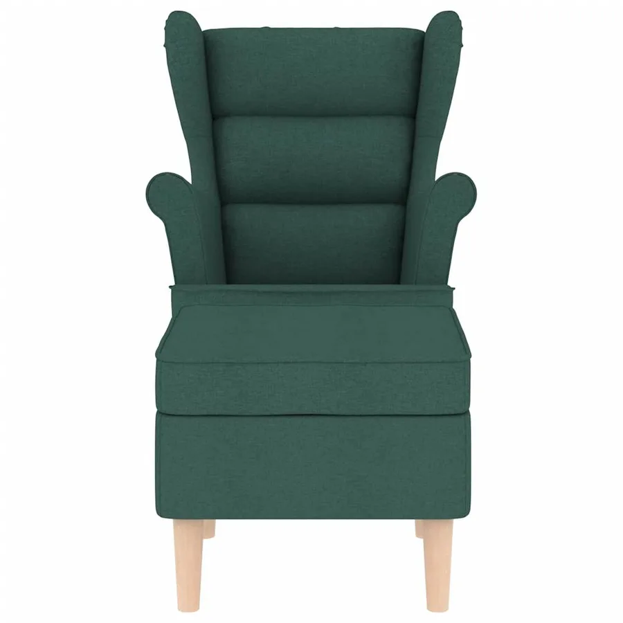 Fauteuil avec repose-pied Vert foncé Tissu - 4
