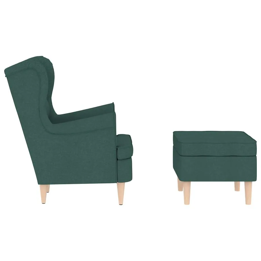 Fauteuil avec repose-pied Vert foncé Tissu - 5