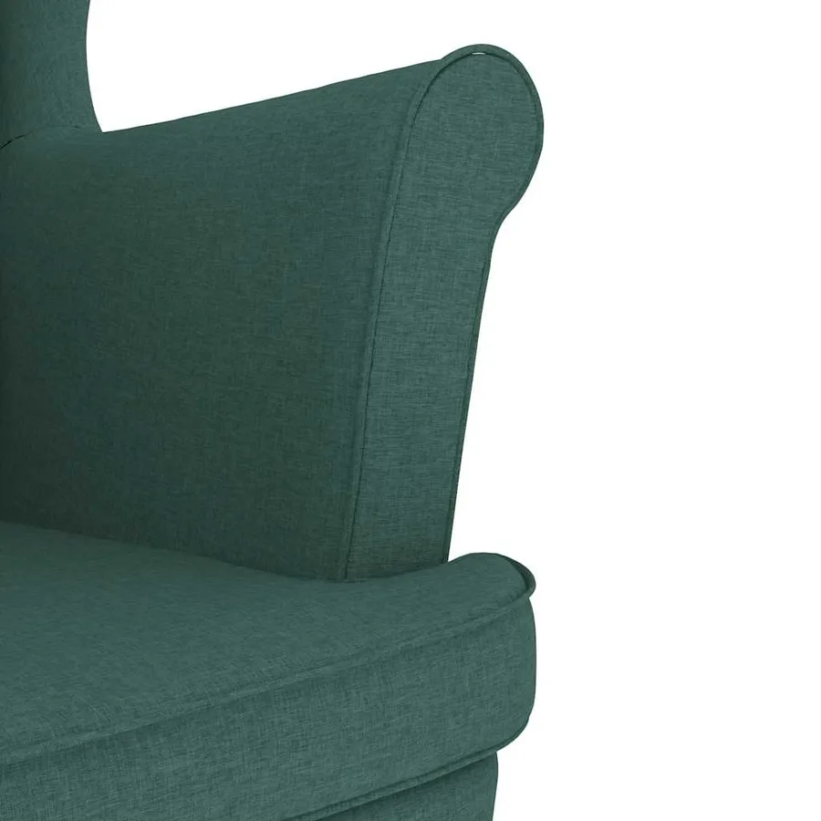 Fauteuil avec repose-pied Vert foncé Tissu - 9