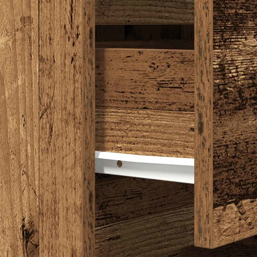 Table de chevet avec 3 tiroirs vieux bois 39x35x65 cm - 10