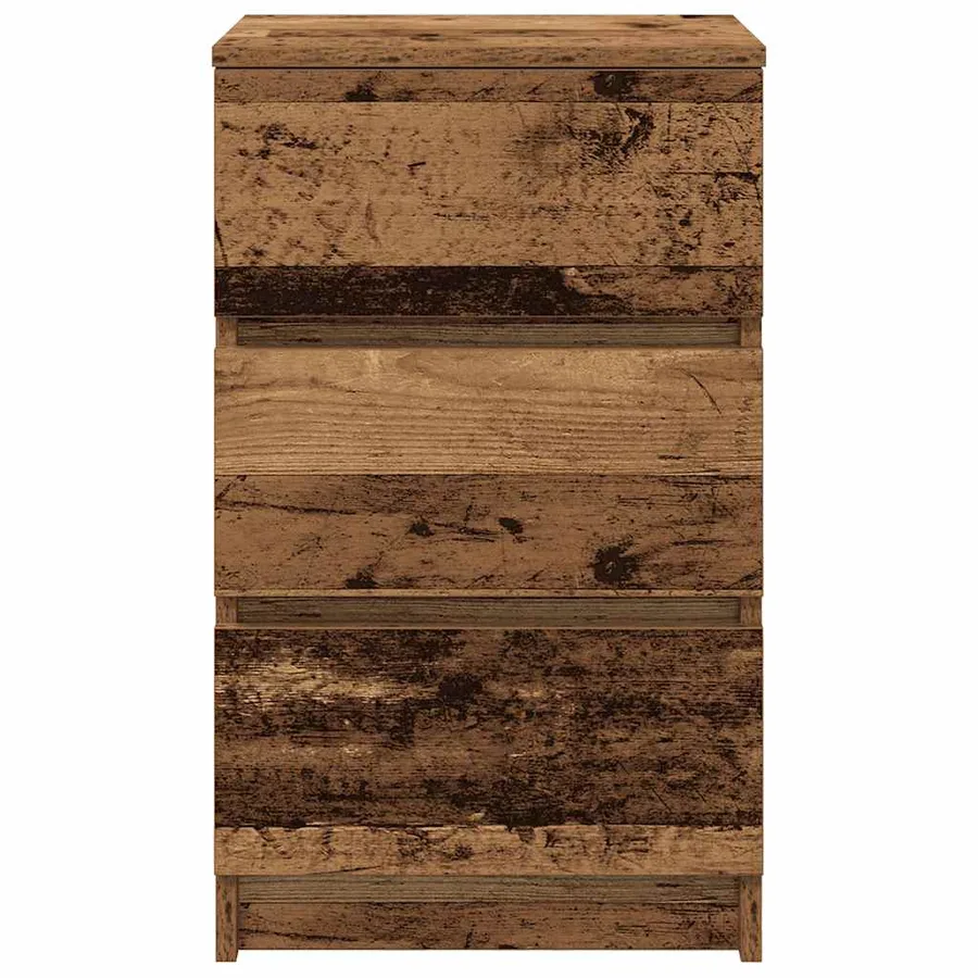 Table de chevet avec 3 tiroirs vieux bois 39x35x65 cm - 6