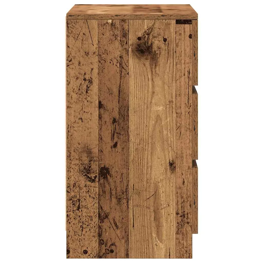 Table de chevet avec 3 tiroirs vieux bois 39x35x65 cm - 7