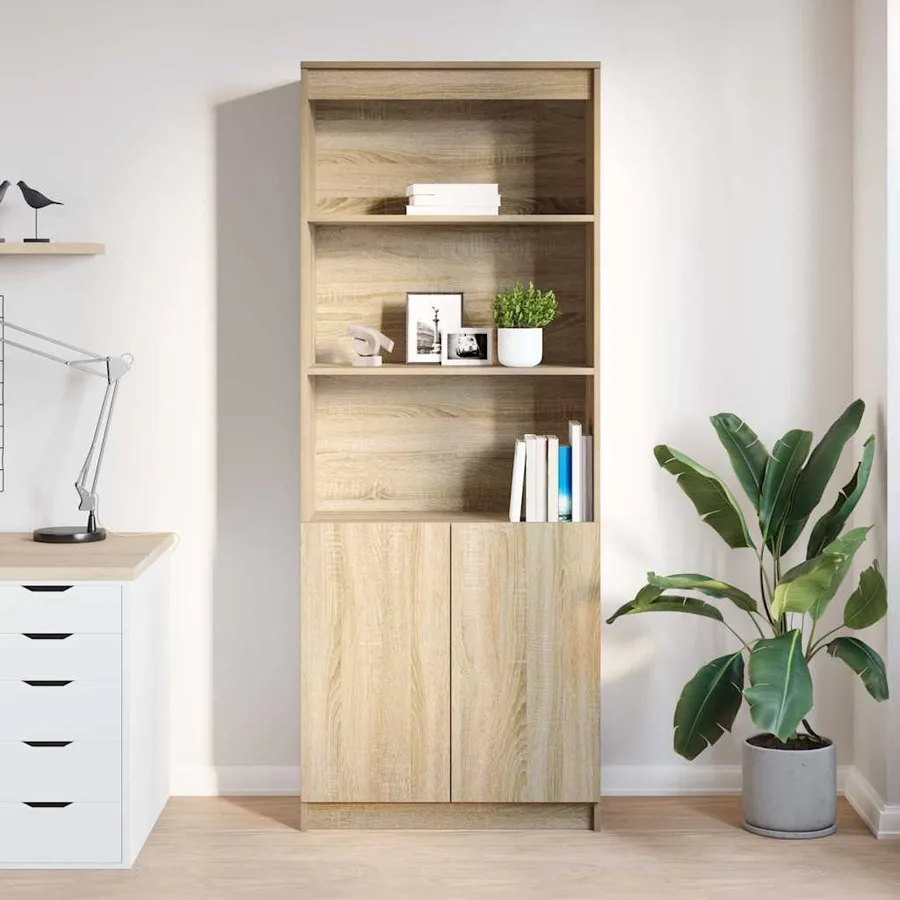 Buffet haut chêne sonoma 70x35x180 cm bois d'ingénierie - 3