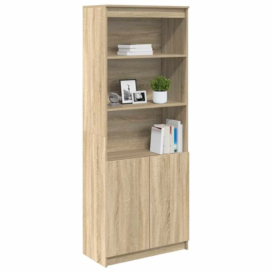 Buffet haut chêne sonoma 70x35x180 cm bois d'ingénierie - 4