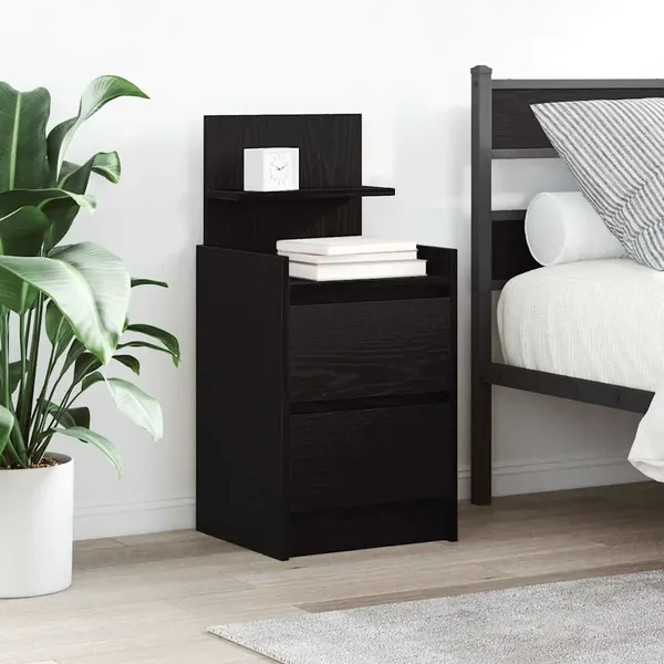 Tables de chevet avec 2 tiroirs 2 pcs chêne noir 38x34x80 cm