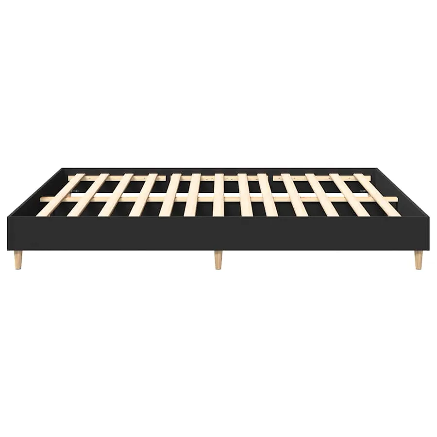 Cadre de lit sans matelas noir 200x200 cm bois d'ingénierie - 6