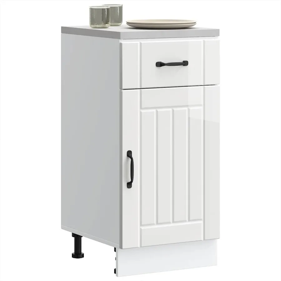 Armoire de cuisine Lucca blanc brillant bois ingénierie - 3
