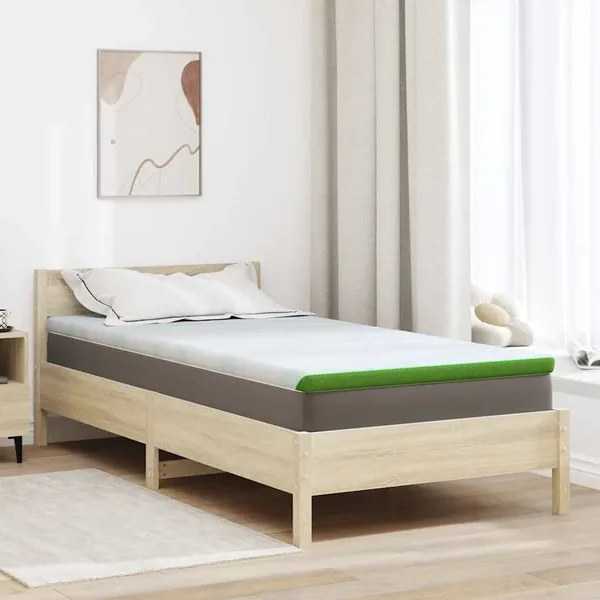 Surmatelas Blanc et vert 90 x 190 cm Tissu Jacquard
